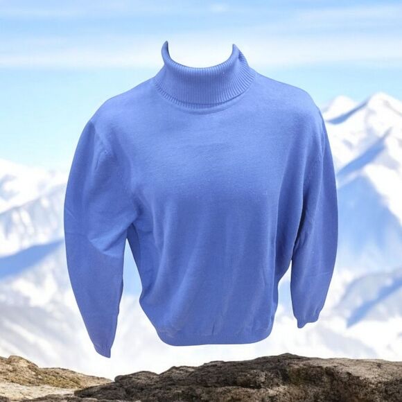 MEN'S BAGAZIO LONG SLEEVE ROYAL BLUE COTTON ACRYLIC TURTLENECK SWEATER. VT042. - Picture 1 of 9